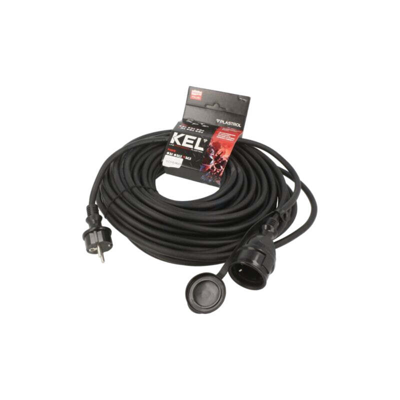 Prelungitor alimentare; 3x2,5mm2; Prize: 1; gumă; negru; 25m; 16A
