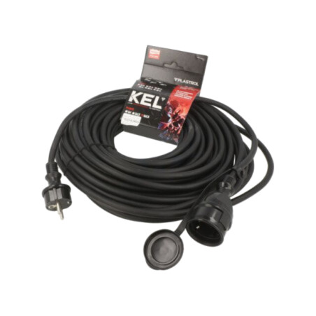 Prelungitor alimentare; 3x2,5mm2; Prize: 1; gumă; negru; 25m; 16A