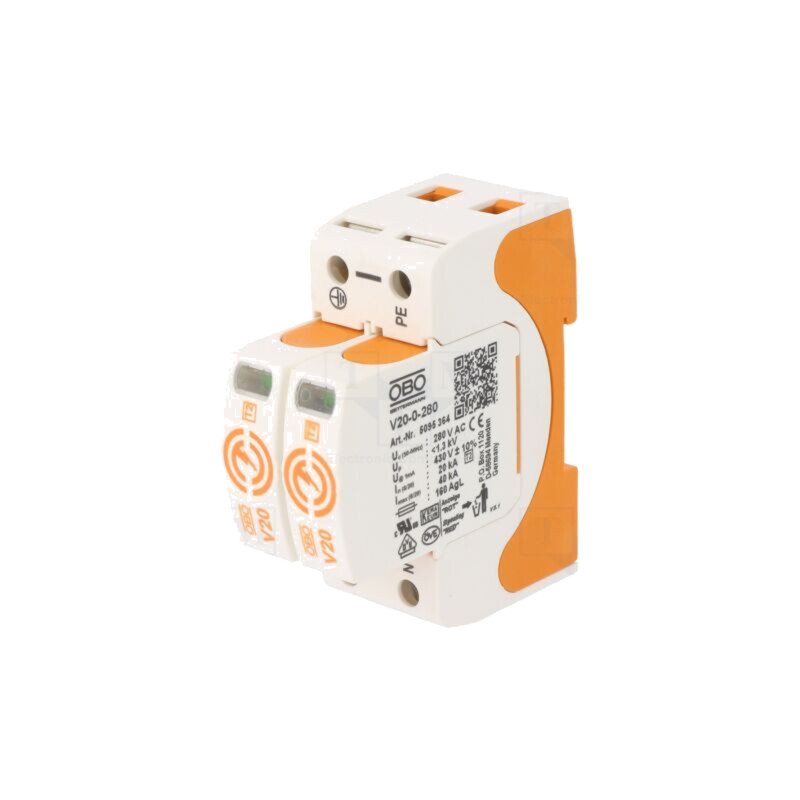 Limitator de supratensiuni; Tip 2; Poli: 2; 20kA; 280VAC; -40÷80°C