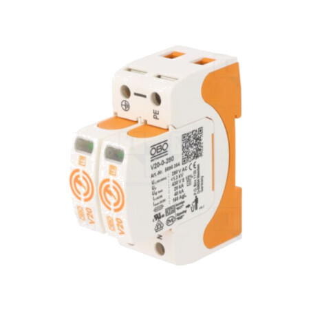 Limitator de supratensiuni; Tip 2; Poli: 2; 20kA; 280VAC; -40÷80°C