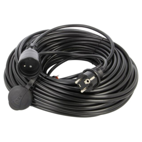 Prelungitor alimentare; 3x1,5mm2; Prize: 1; PVC; negru; 40m; 16A