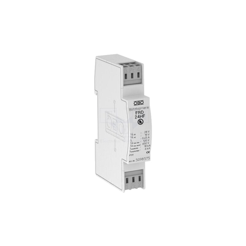 Limitator de supratensiuni; Tip 1+2+3; Poli: 2; 19VAC; -40÷80°C