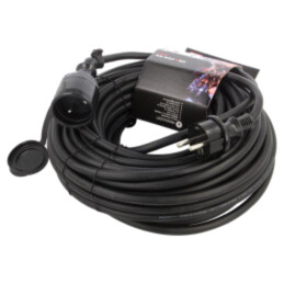 Prelungitor alimentare; 3x2,5mm2; Prize: 1; gumă; negru; 25m; 16A