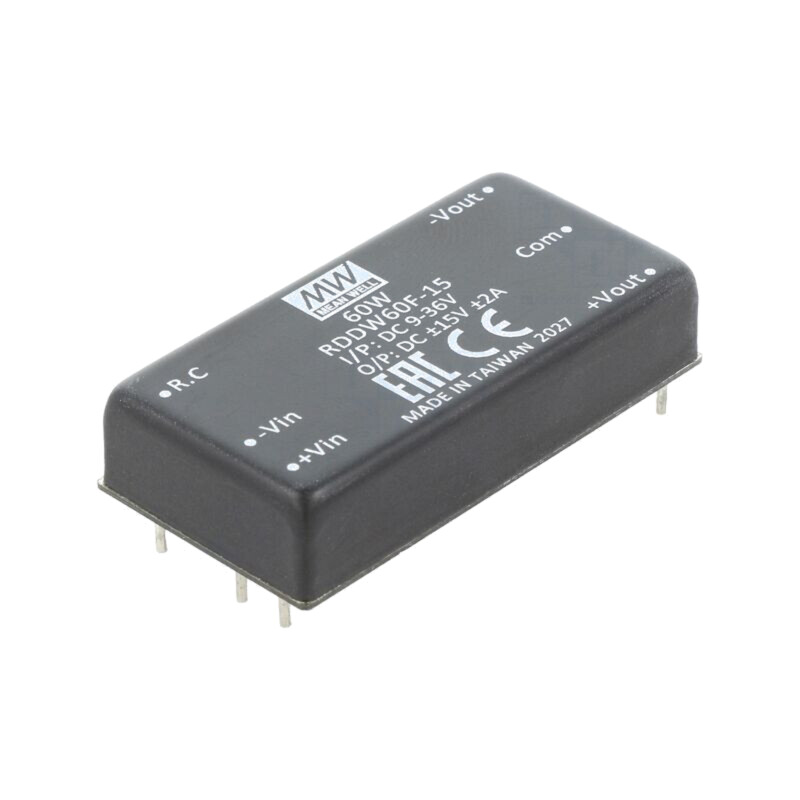 Convertor: DC/DC; 60W; Uintr: 9÷36VDC; Uieş: 15VDC; Uieş2: -15VDC Convertor: DC/DC; 60W; Uintr: 9÷36VDC; Uieş: 15VDC; Uieş2: -15VDC