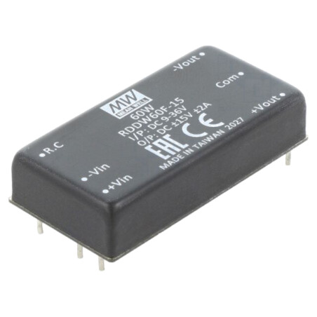Convertor: DC/DC; 60W; Uintr: 9÷36VDC; Uieş: 15VDC; Uieş2: -15VDC