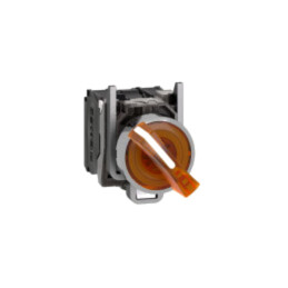 Comutator: rotativ; 22mm; Poz.i stab: 2; NC + NO; portocalie; LED