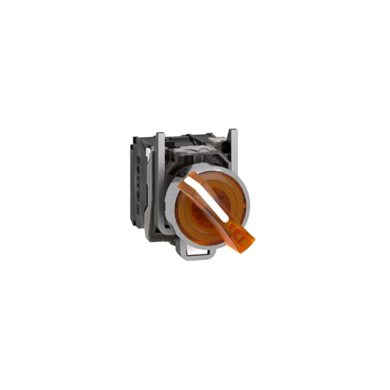 Comutator: rotativ; 22mm; Poz.i stab: 2; NC + NO; portocalie; LED