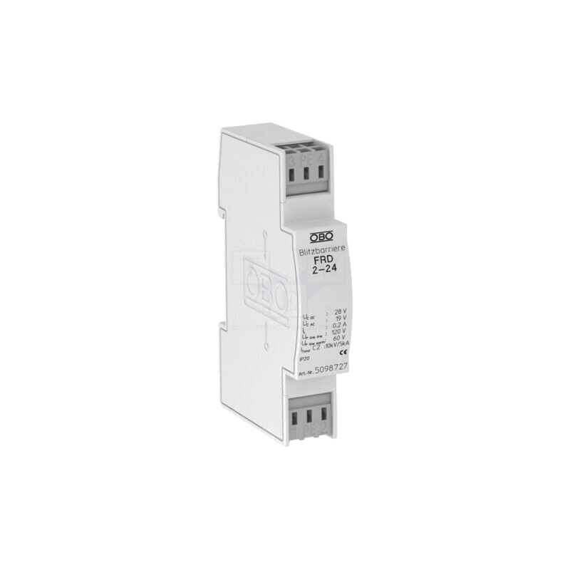 Limitator de supratensiuni; Tip 2+3; Poli: 2; 19VAC; -40÷80°C