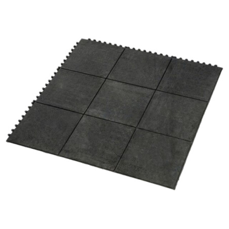 Gym mat; Width: 0.9m; L: 0.9m; rubber,nitryl; black; Thk: 18mm