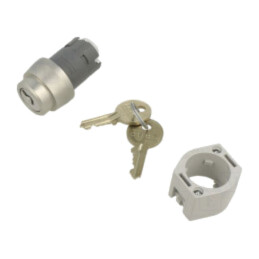 Comutator: rotativ cu cheie; 22mm; Poz.i stab: 2; argintie; fără