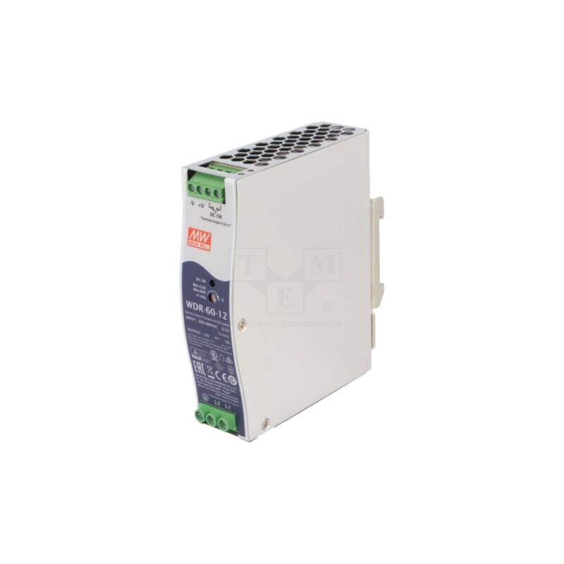 Alimentator: pulsatoriu; pentru şină DIN; 60W; 12VDC; 5A; OUT: 1 Alimentator: pulsatoriu; pentru şină DIN; 60W; 12VDC; 5A; OUT: 1