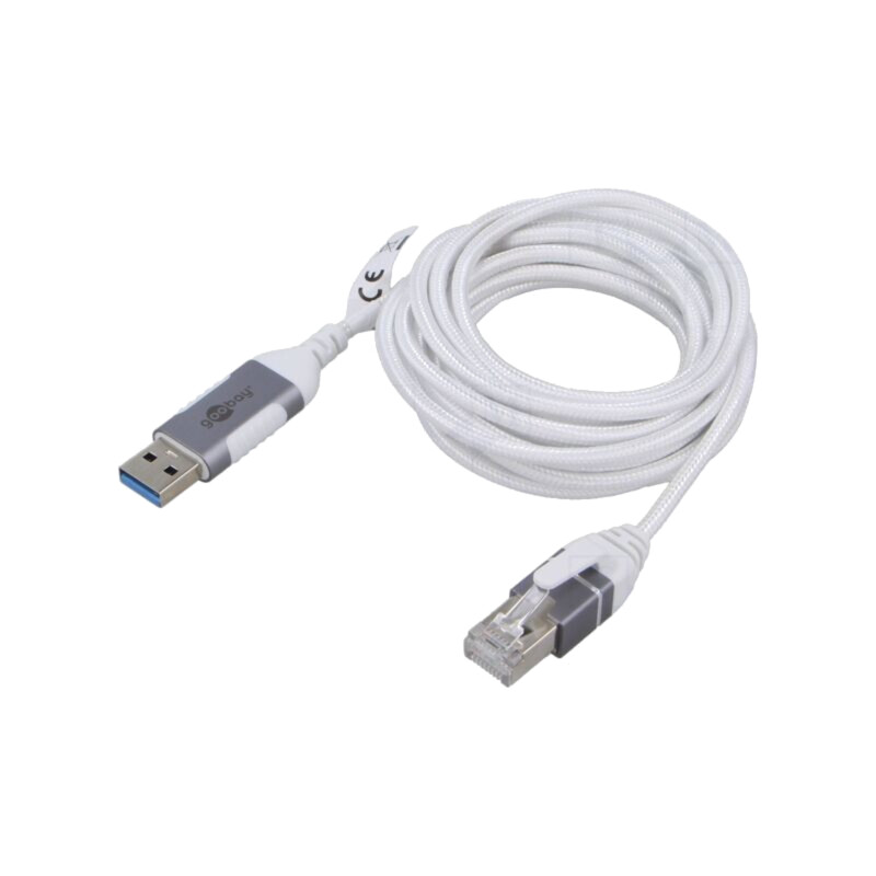 Cablu; slim,USB 3.0; RJ45 mufă,USB A mufă; nichelat; 15m; alb