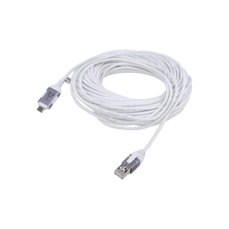 Cablu; slim,USB 3.1; RJ45 mufă,USB C mufă; nichelat; 15m; alb