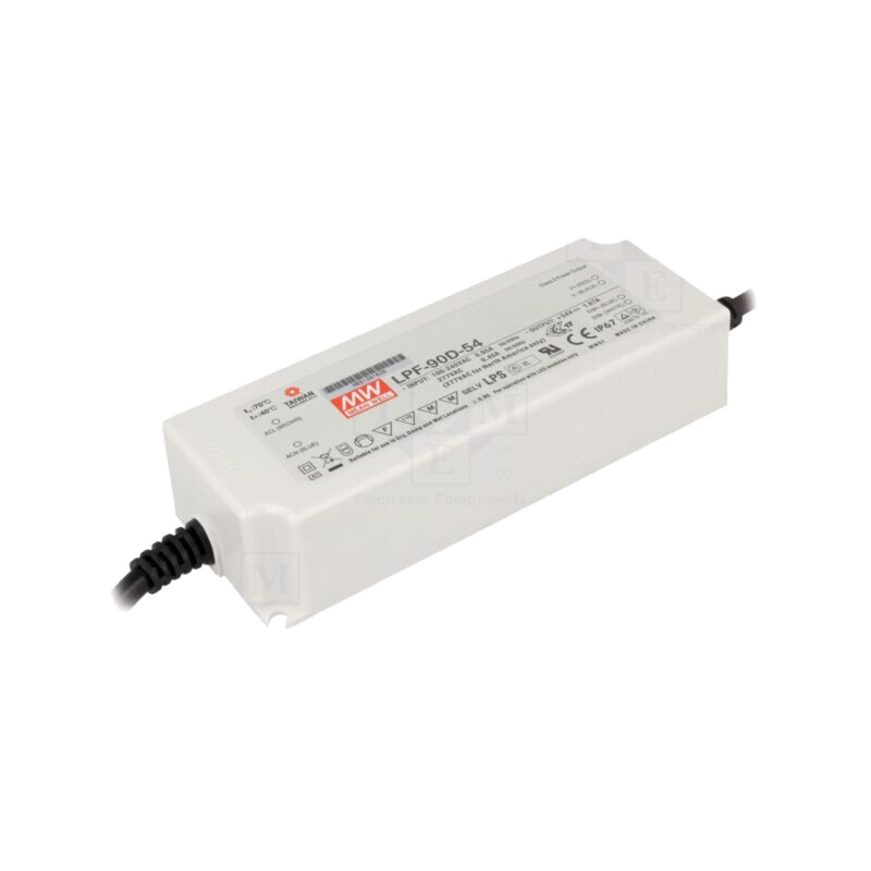 Alimentator: pulsatoriu; LED; 90,18W; 54VDC; 1,67A; 90÷305VAC; IP67 Alimentator: pulsatoriu; LED; 90,18W; 54VDC; 1,67A; 90÷305VAC; IP67