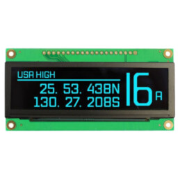 Afişaj: OLED; grafic; 3,12"; 256x64; Dim: 89,2x44x6mm; albastră