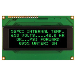 Afişaj: OLED; alfanumerice; 20x4; Dim: 98x60x10mm; verde; PIN: 16