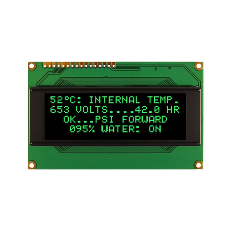 Afişaj: OLED; alfanumerice; 20x4; Dim: 98x60x10mm; verde; PIN: 16