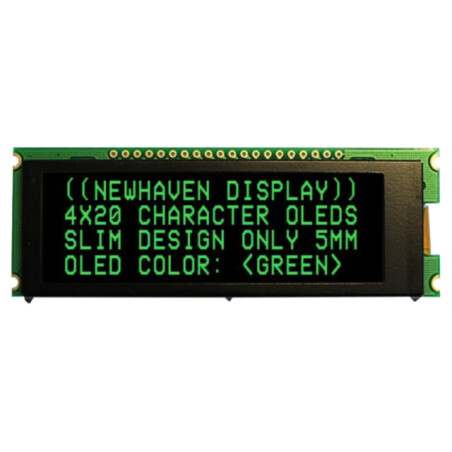 Afişaj: OLED; alfanumerice; 20x4; Dim: 92x31,5x6,5mm; verde; PIN: 20