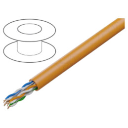 Cablu; U/UTP; 4x2x23AWG; sârmă; CCA; PVC; portocalie; 305m; CPR: Fca