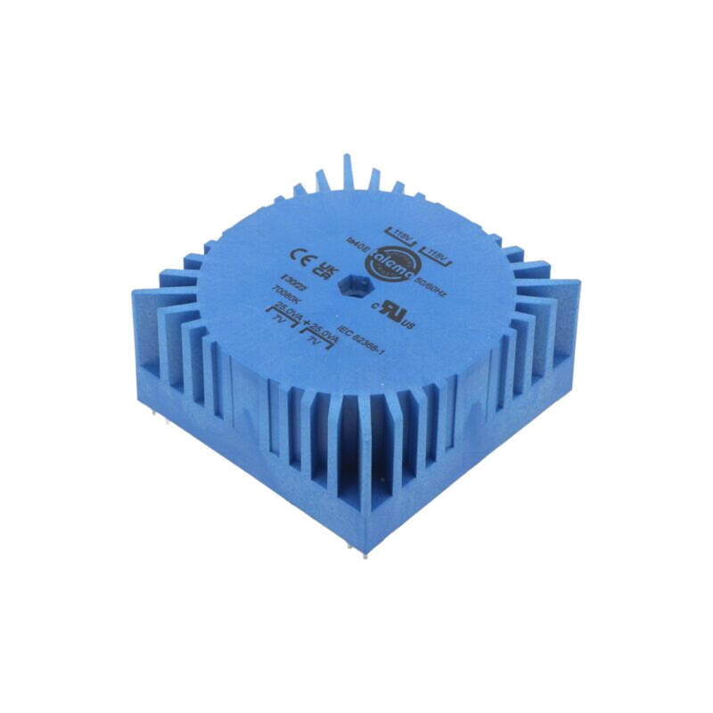 Transformator: toroidal; 50VA; 115VAC,230VAC; 7V; 7V; Term: pt.PCB