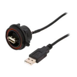Cablu; USB Buccaneer; USB A soclu-faţă,USB A mufă; 0,5m; IP68