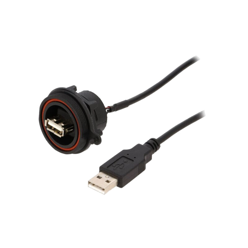 Cablu; USB Buccaneer; USB A soclu-faţă,USB A mufă; 0,5m; IP68