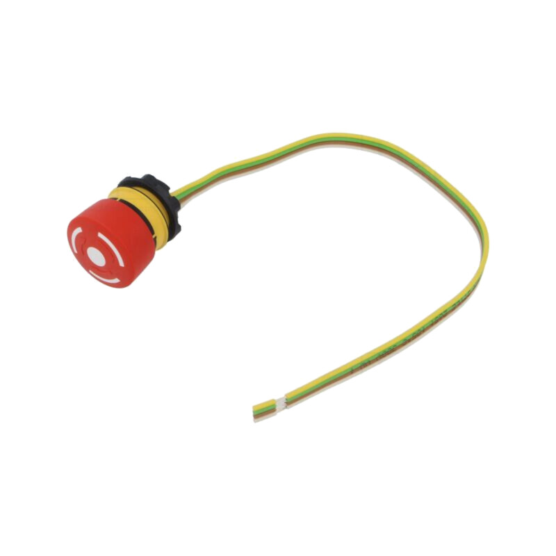 Comutator: de siguranţă; 22mm; Poz.i stab: 2; NC x2; roşie; LED