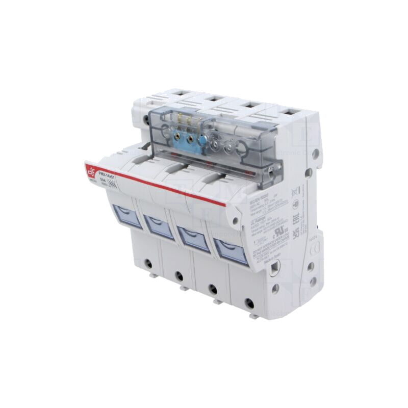 Clemă; siguranţe cilindrice; 14x51mm; pentru şină DIN; 50A; IP20
