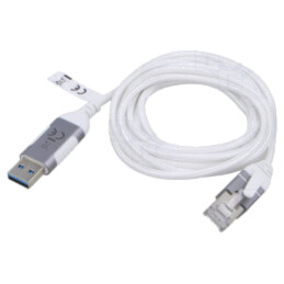 Cablu; slim,USB 3.0; RJ45 mufă,USB A mufă; nichelat; 10m; alb