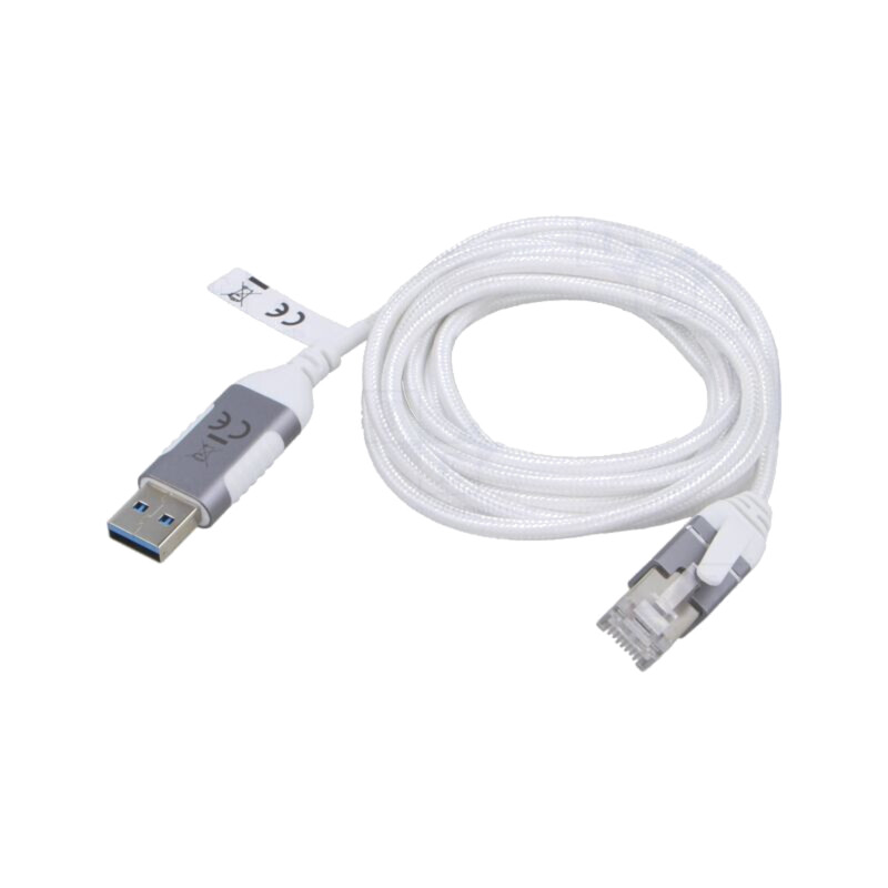 Cablu; slim,USB 3.0; RJ45 mufă,USB A mufă; nichelat; 10m; alb