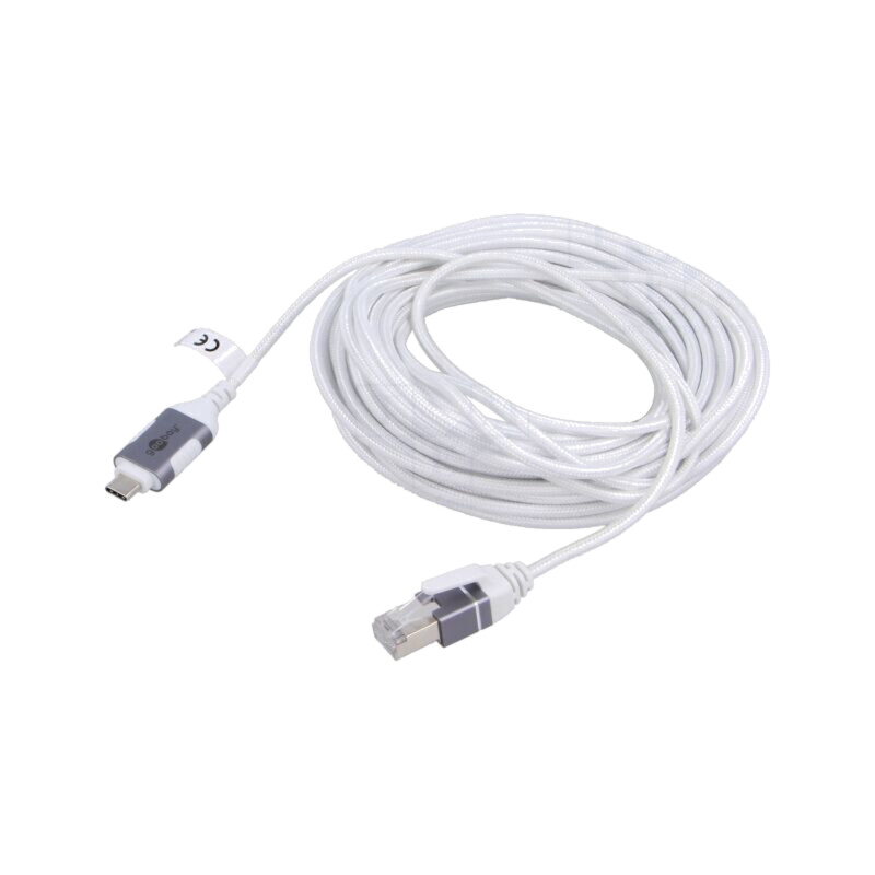 Cablu; slim,USB 3.1; RJ45 mufă,USB C mufă; nichelat; 10m; alb Cablu; slim,USB 3.1; RJ45 mufă,USB C mufă; nichelat; 10m; alb