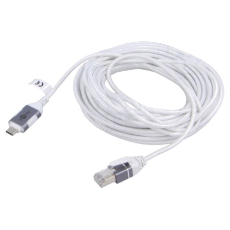Cablu; slim,USB 3.1; RJ45 mufă,USB C mufă; nichelat; 10m; alb