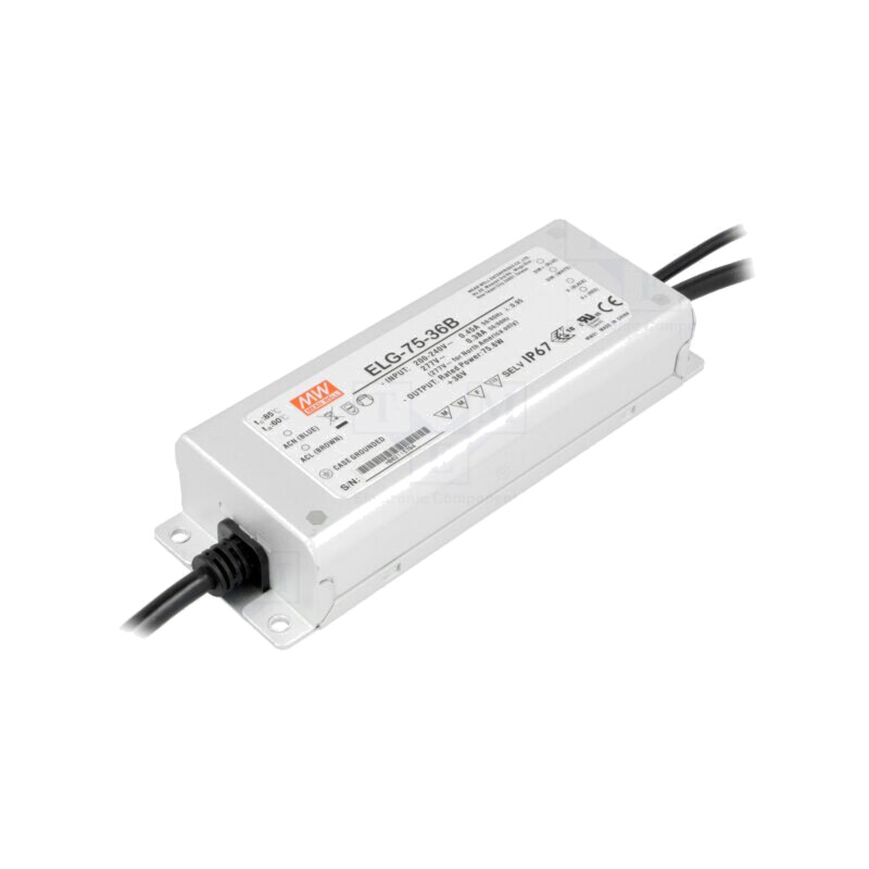 Alimentator: pulsatoriu; LED; 75W; 36VDC; 2,1A; 180÷295VAC; IP67 Alimentator: pulsatoriu; LED; 75W; 36VDC; 2,1A; 180÷295VAC; IP67