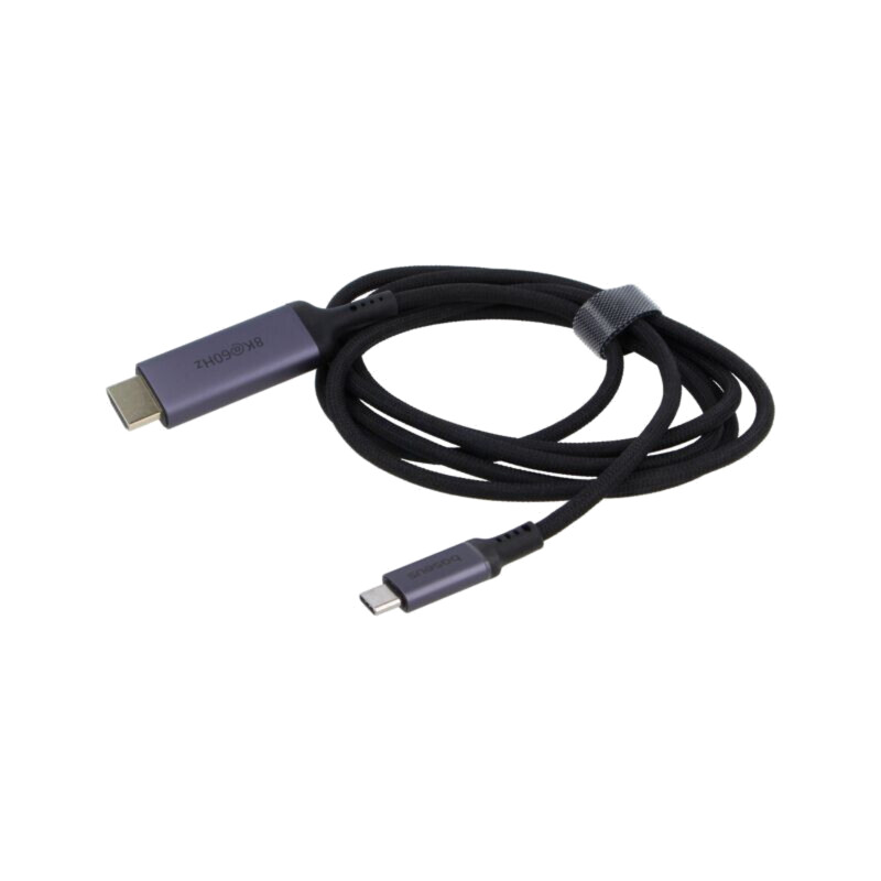 Adaptor; HDMI mufă,USB C mufă; 1,5m; negru; textilă