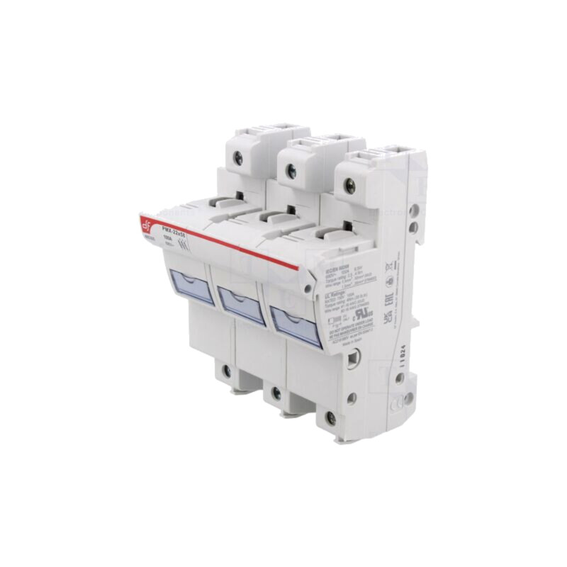 Clemă; siguranţe cilindrice; 22x58mm; pentru şină DIN; 100A; IP20
