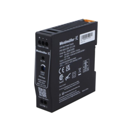 Alimentator: pulsatoriu; pentru şină DIN; 30W; 12VDC; 2,6A; OUT: 1