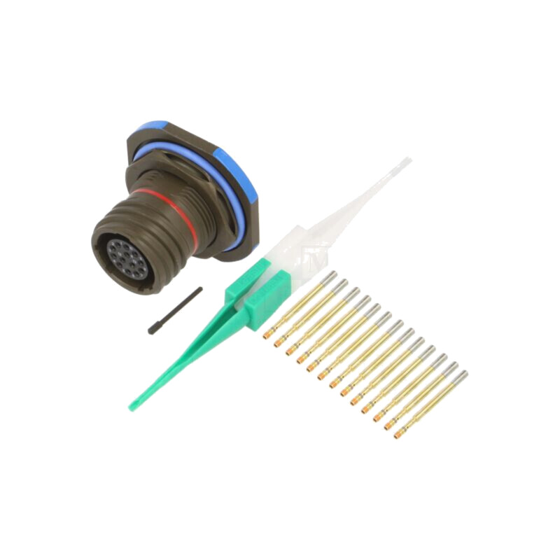 Conector: militar; soclu; mamă; PIN: 13; dimensiune 11; oliv; aurit Conector: militar; soclu; mamă; PIN: 13; dimensiune 11; oliv; aurit