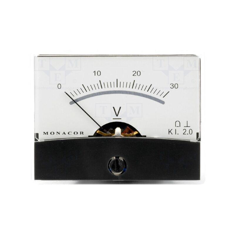 Voltmetru; pe panou; 0÷30V; Clasa: 2; Rezist.int: 30kΩ; Ø37,5mm