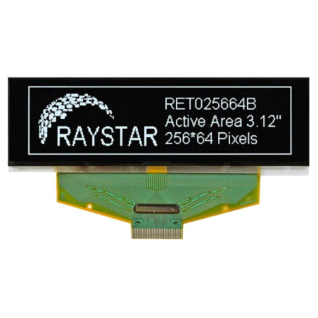 Afişaj: OLED; grafic; 3,12"; 256x64; Dim: 88x27,8x2,05mm; albă