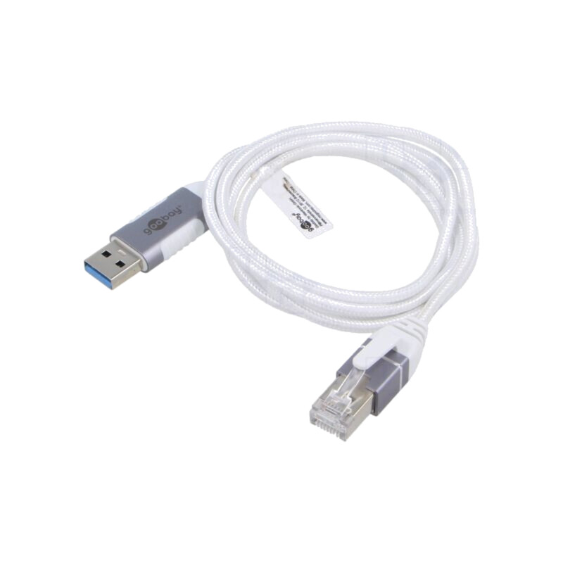 Cablu; slim,USB 3.0; RJ45 mufă,USB A mufă; nichelat; 7,5m; alb