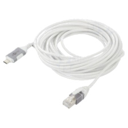 Cablu; slim,USB 3.1; RJ45 mufă,USB C mufă; nichelat; 7,5m; alb