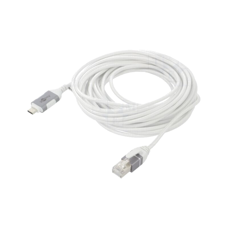 Cablu; slim,USB 3.1; RJ45 mufă,USB C mufă; nichelat; 7,5m; alb