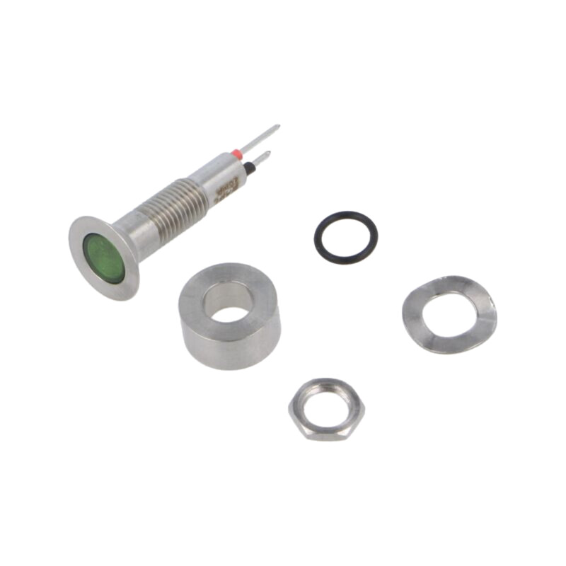 Lampă de control: LED; plată; verde; 3,2VDC; Ø6,1mm; IP67