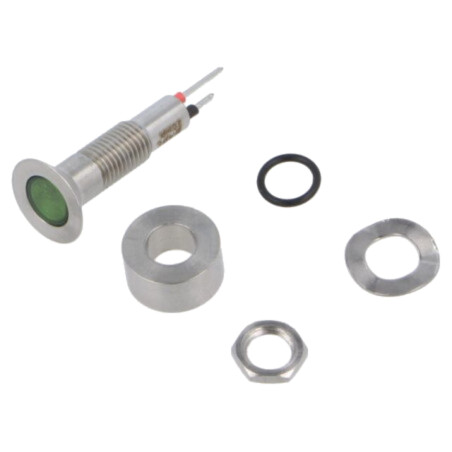 Lampă de control: LED; plată; verde; 3,2VDC; Ø6,1mm; IP67