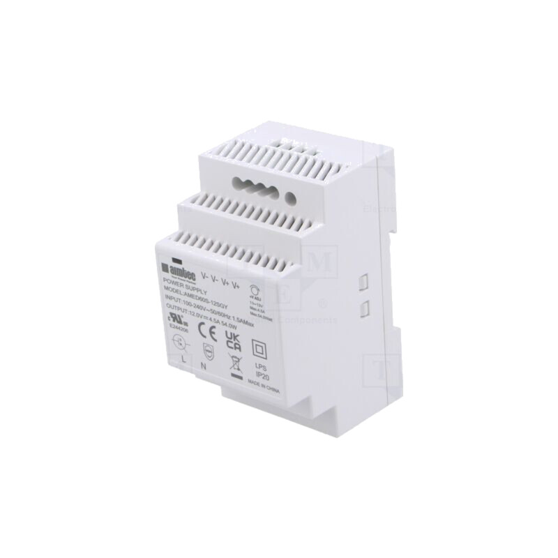 Alimentator: pulsatoriu; pentru şină DIN; 60W; 12VDC; 4,5A; 3kV