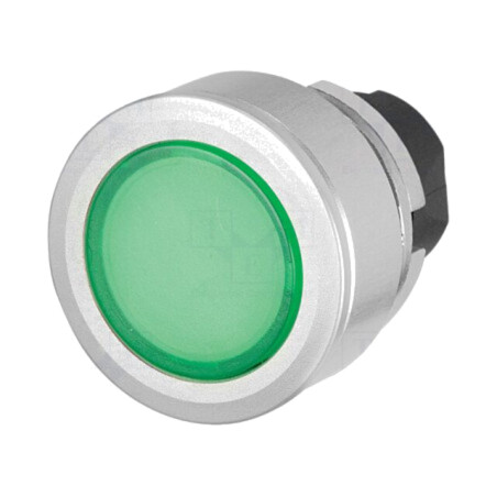 Comutator: acţionat prin apăsare; 30mm; Poz.i stab: 2; verde; IP65