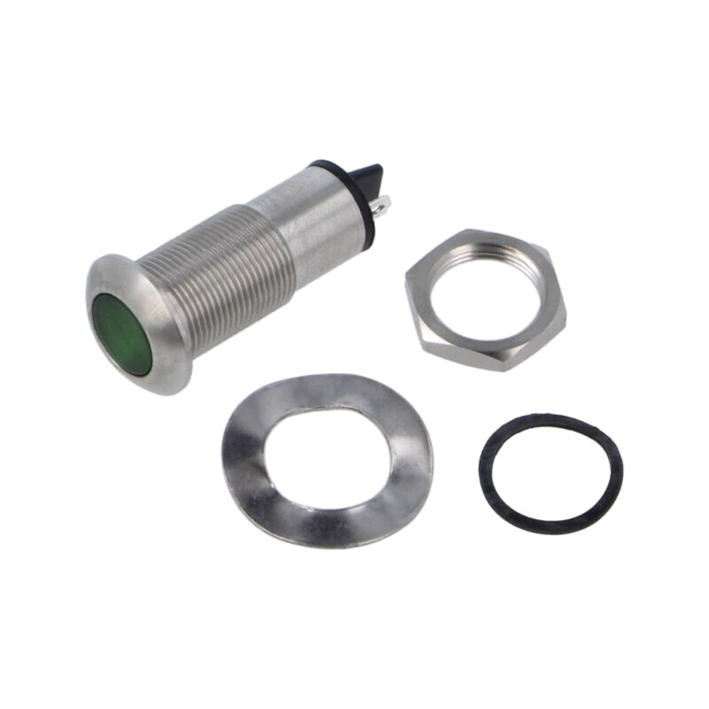 Lampă de control: LED; plată; verde; 110VAC; Ø12,7mm; IP67
