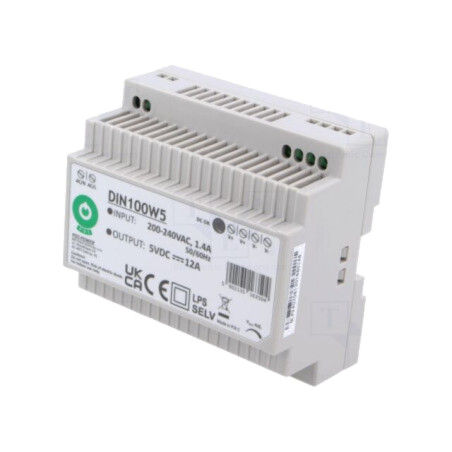 Alimentator: pulsatoriu; pentru şină DIN; 60W; 5VDC; 12A; OUT: 1