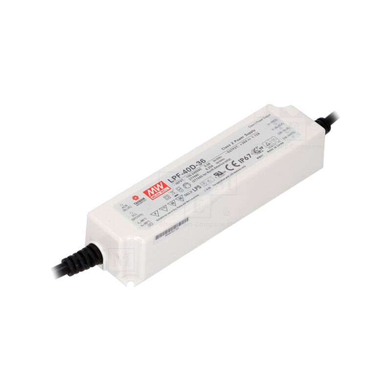 Alimentator: pulsatoriu; LED; 40,32W; 36VDC; 1,12A; 90÷305VAC; IP67 Alimentator: pulsatoriu; LED; 40,32W; 36VDC; 1,12A; 90÷305VAC; IP67