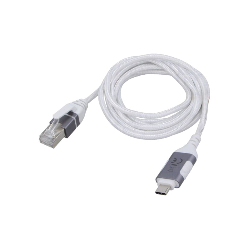 Cablu; slim,USB 3.1; RJ45 mufă,USB C mufă; nichelat; 5m; alb; gri